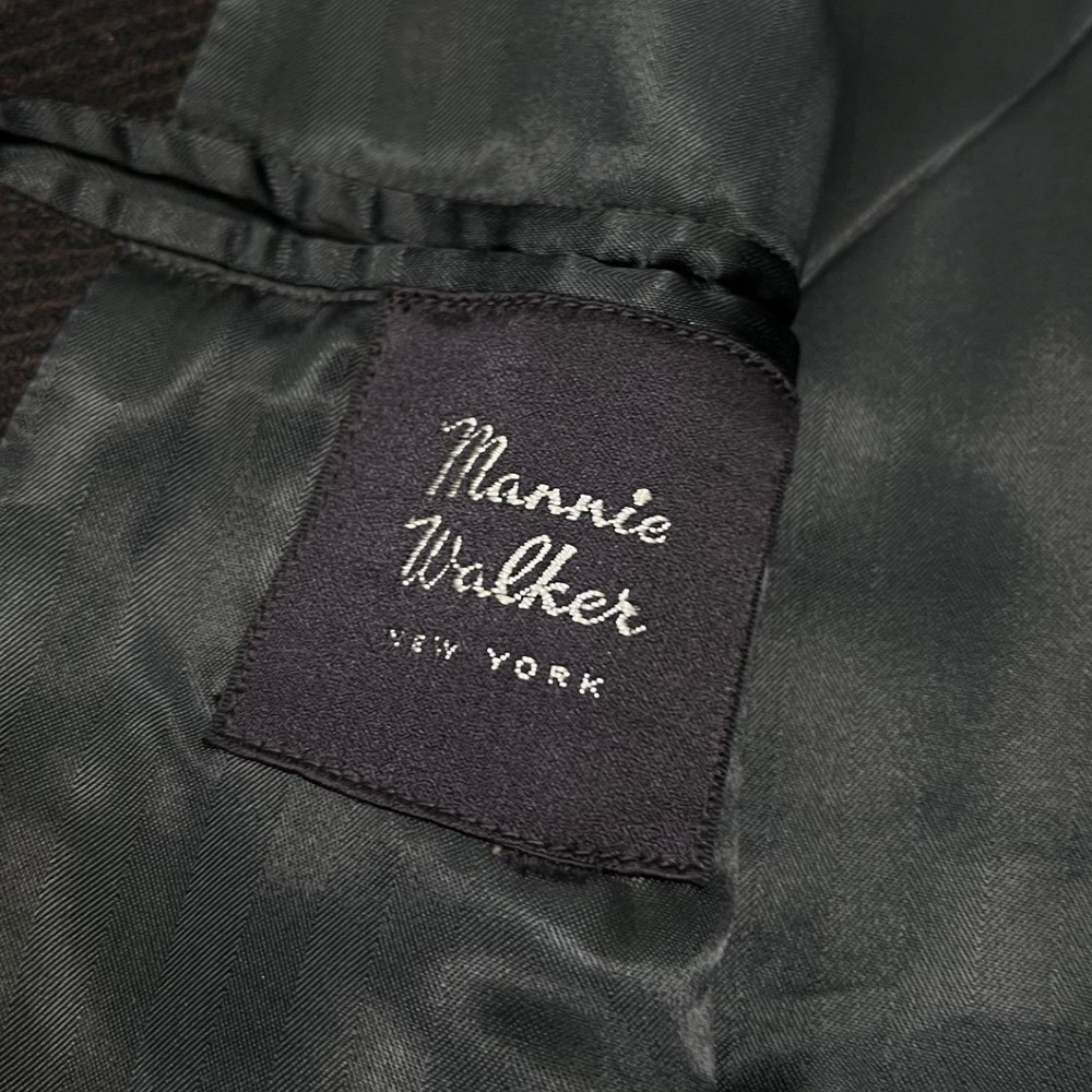 1960s Mannie Walker Overcoat Men 46R Black Wool Blend Long Trench Coast - Picture 5 of 7